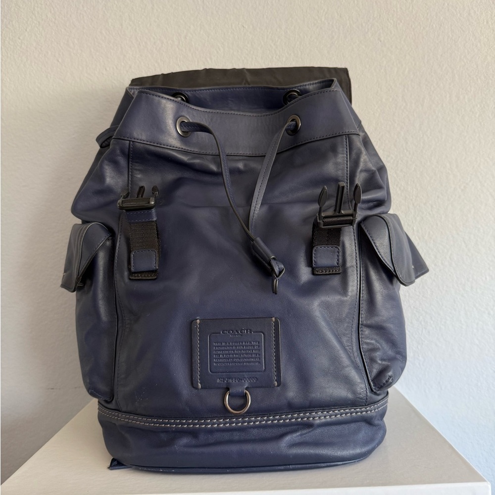 Coach Rivington Navy Leather Backpack - Picture 2 of 6